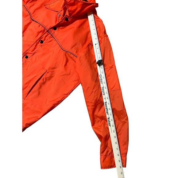 70s 80's Weathercaster Orange Nylon WindBreaker Jacket Large USA Vtg Streetwear - Picture 8 of 10